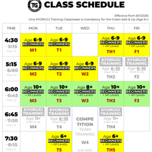 Class Schedule for Trial